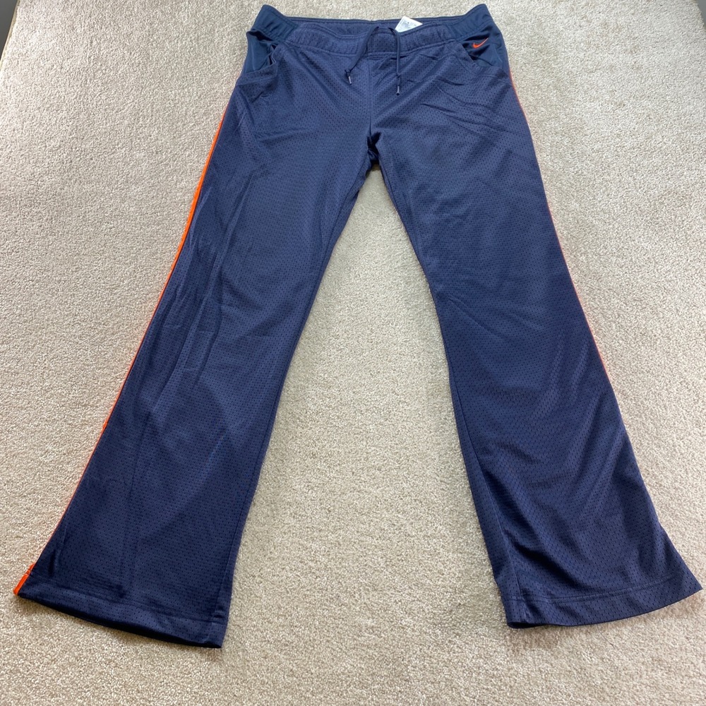 Nike‎ Mesh Track Pants Mens Large Navy Blue Orange Stripe Athletic Sweatpants